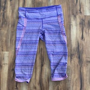 LuluLemon cropped leggings - striped purple